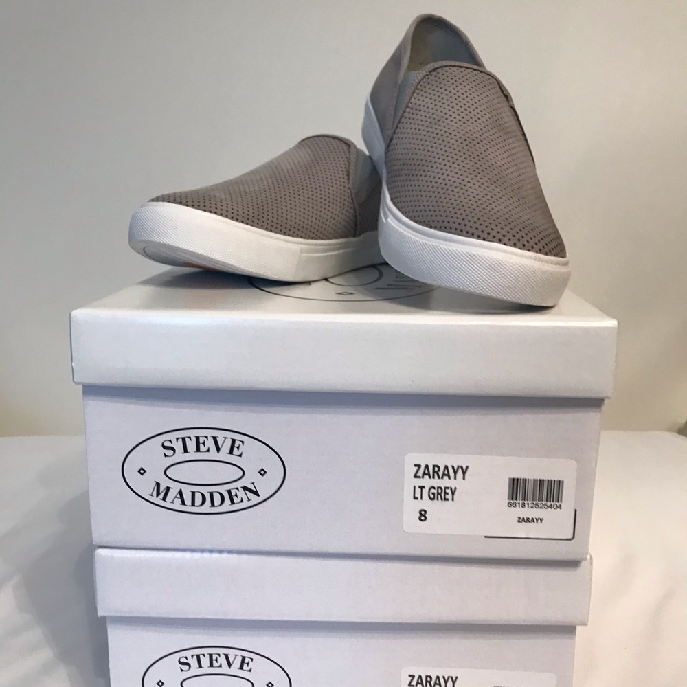 Steve Madden Grey Slip Ons
